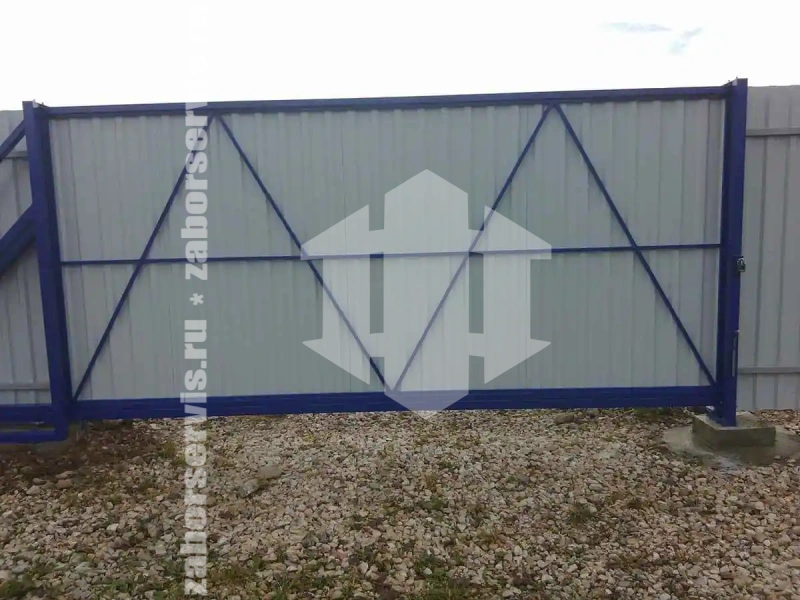 Забор из профнастила синий 75 метров