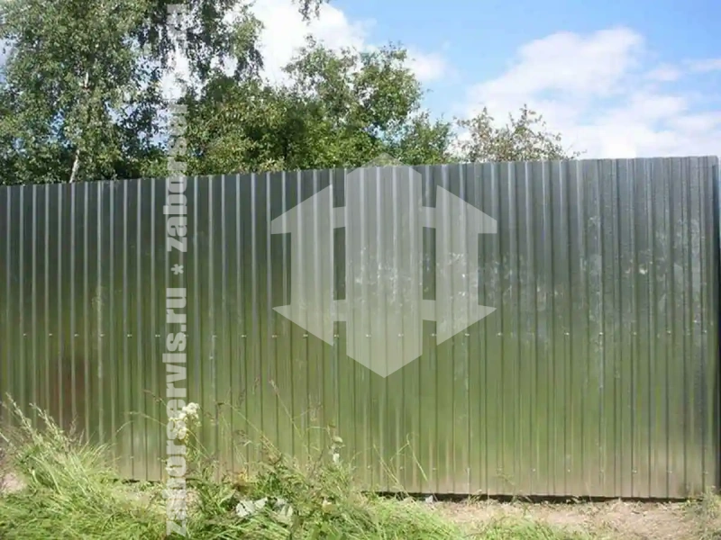 Забор из профнастила оцинкованный 64 метра