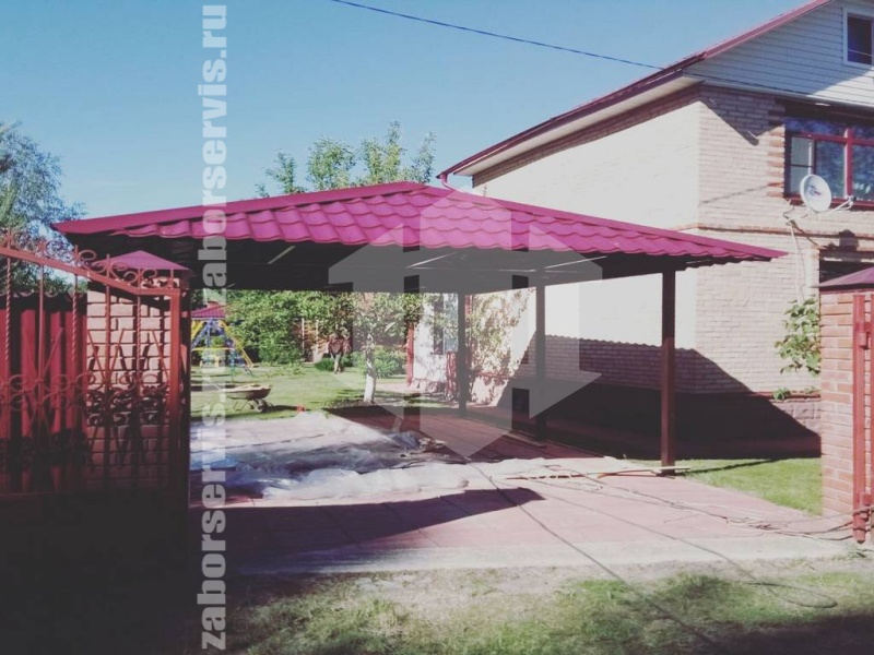 Навес из металлочерепицы пример 6